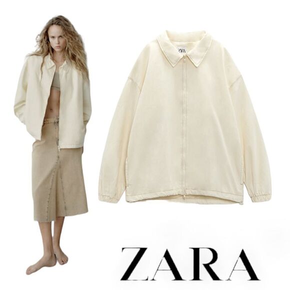 Zara Jackets & Blazers - ZARA | Oyster White | JOGGER JACKET